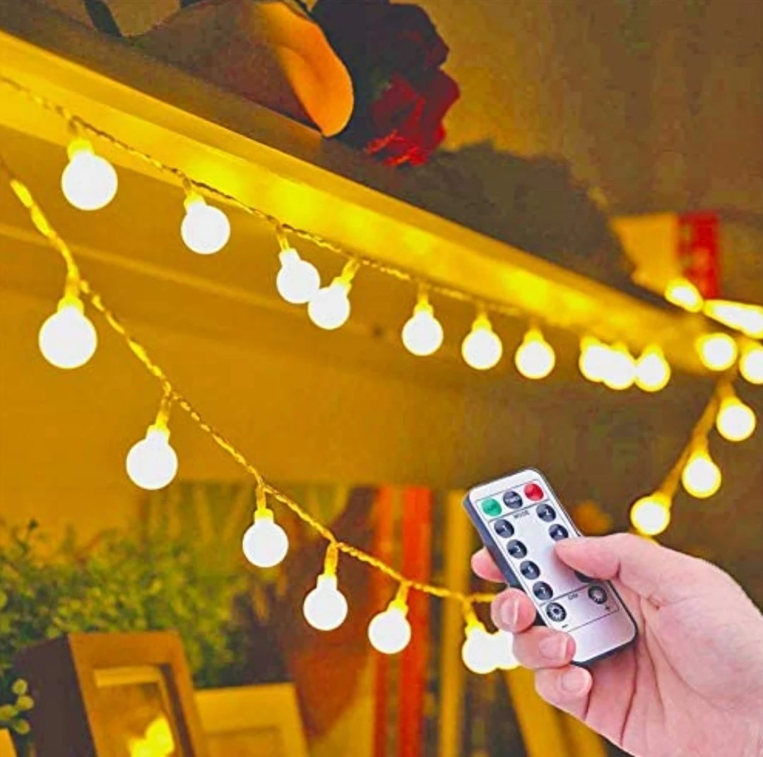 80 Battery Led Remote Control White Globe Fairy Lights Karrot