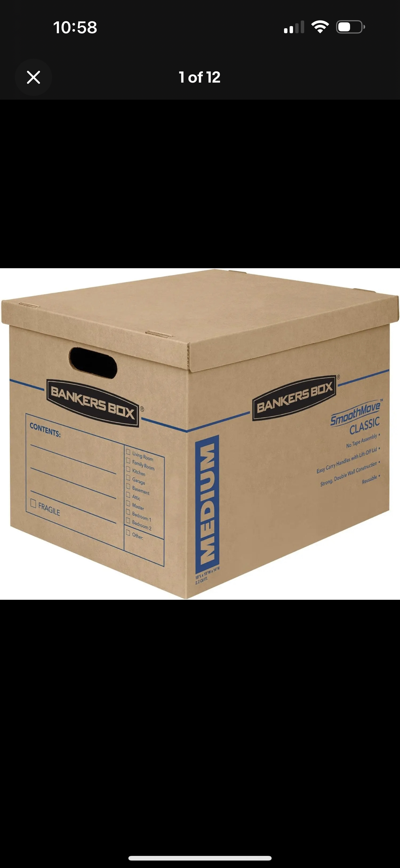 10 BANKERS BOX Large Strong Moving Boxes 47L Karrot