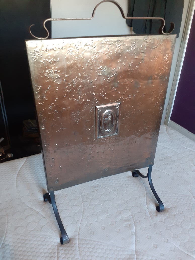 antique arts and crafts copper fire guard Karrot